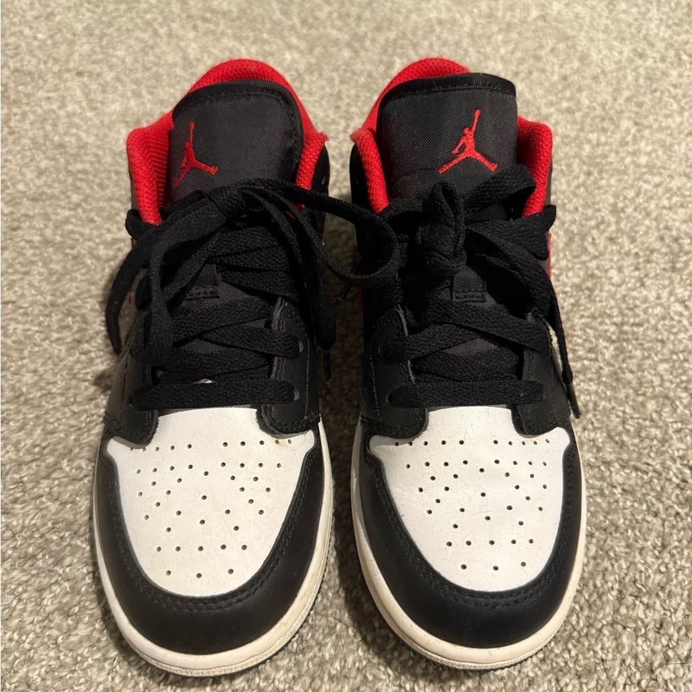 Jordan Kids Black, Red, and White Sneakers